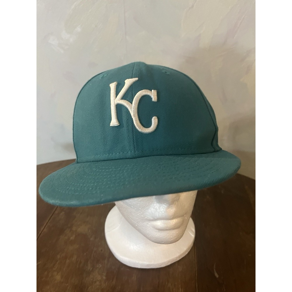 Kansas City Royals New Era 59FIFTY Fitted Hat Royal Blue KC Logo Men's 7- Teal